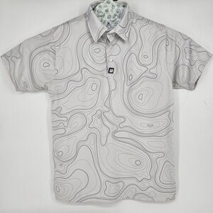 Greater Half GH Polo Shirt Mens Medium Topo White Performance Golf AOP UPF